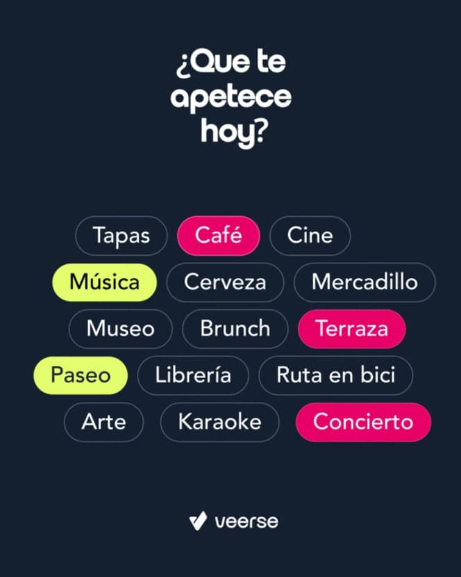 Publicación «¿Qué te apetece hoy?» con planes como tapas, café o cine